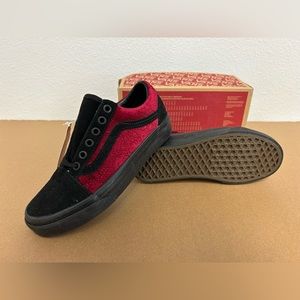 Vans Old Skool Velvet Parisian Night Black / Red Women's 3.5 Mens / 5 Women’s